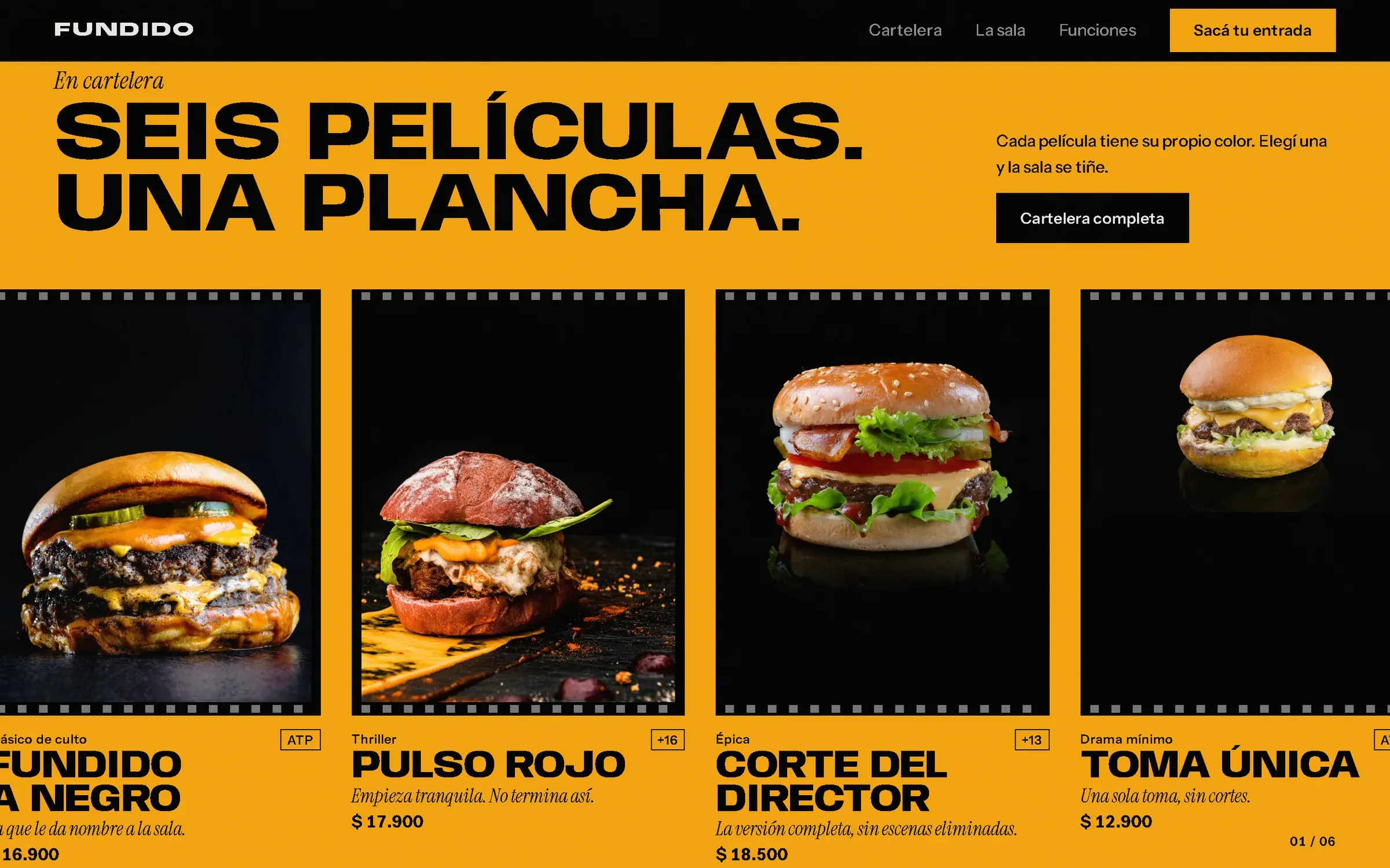 Cartelera con fondo ámbar