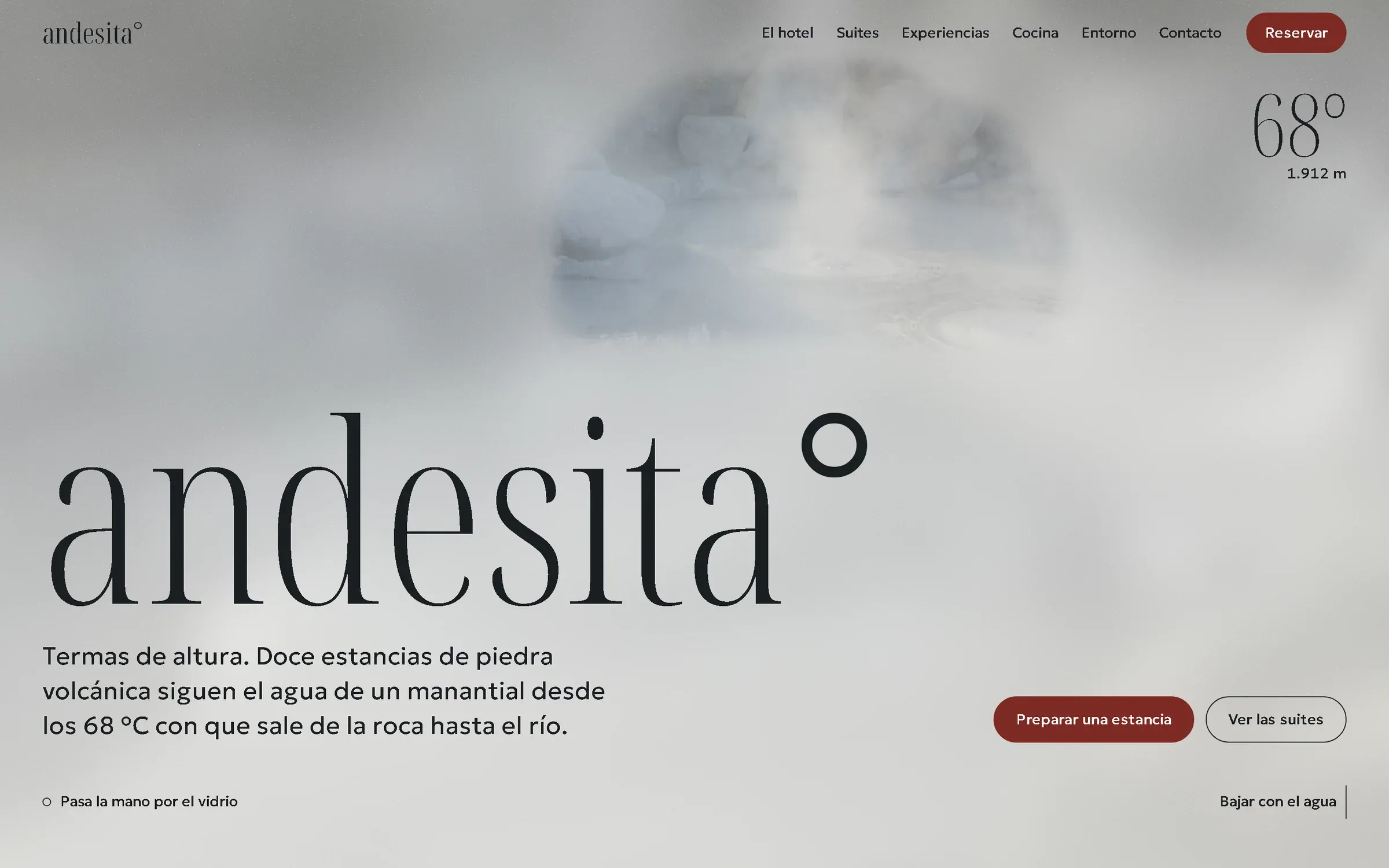 Página de inicio de Andesita en una computadora