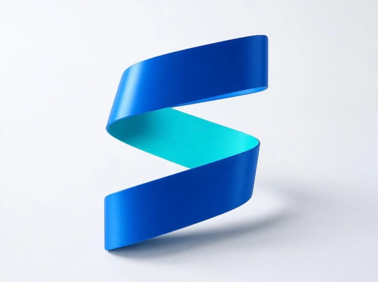Dos cintas azules unidas por un plano turquesa, formando una S como la del logo de SUTELU.