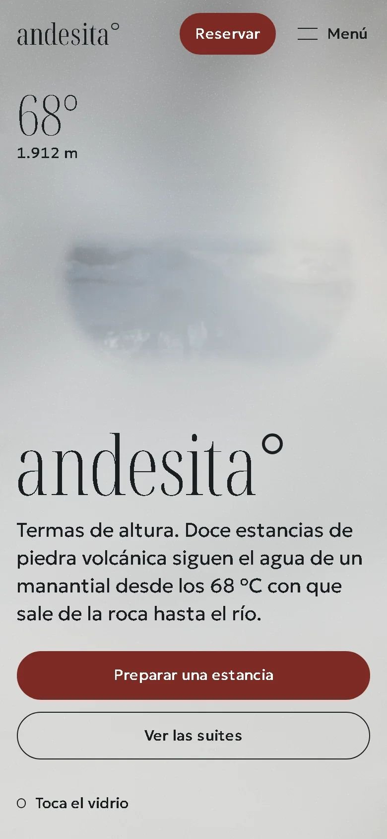 Sitio de Andesita en un celular