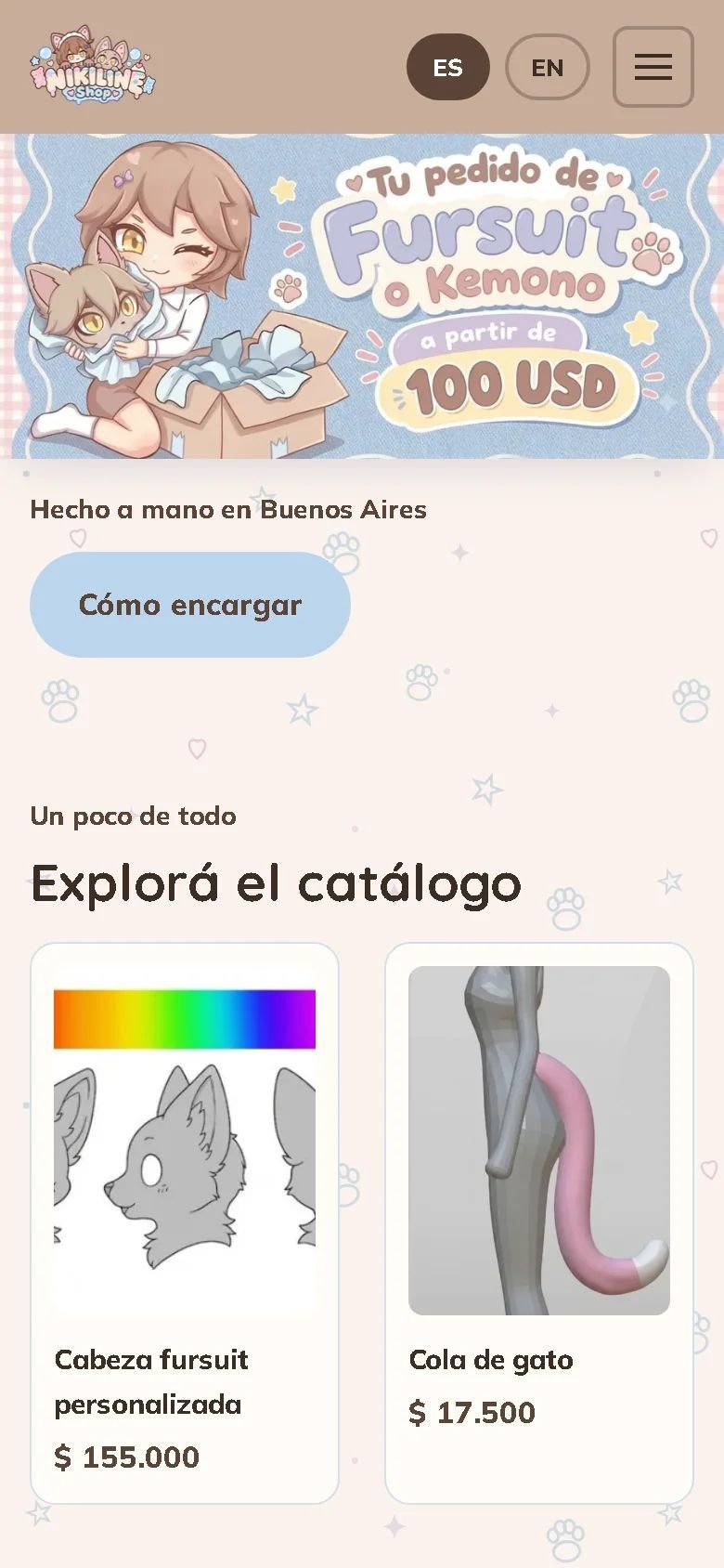 Sitio de Nikiline Shop en un celular