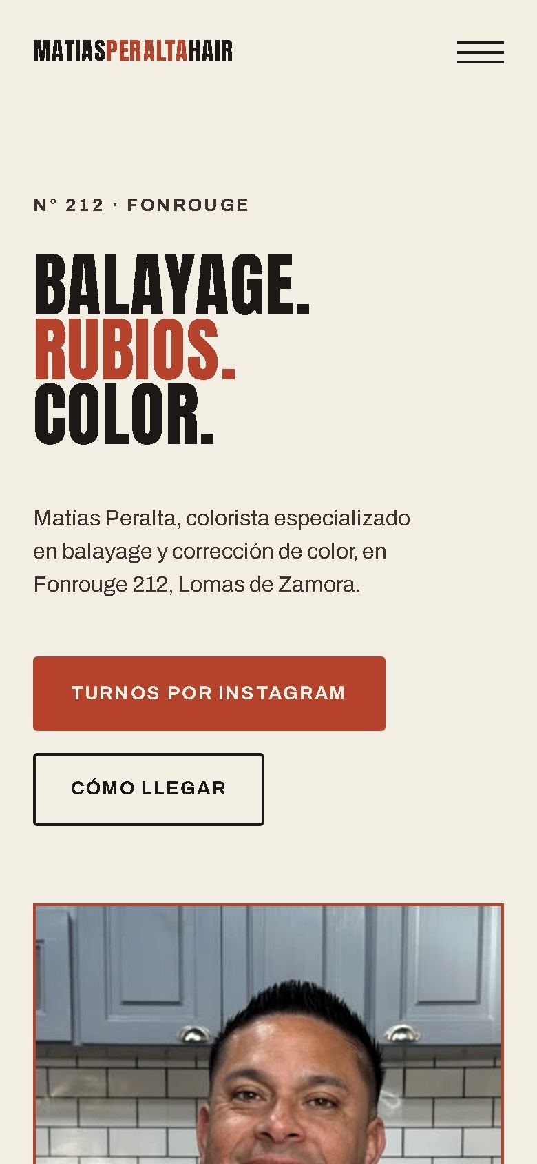 Sitio de Matías Peralta en un celular