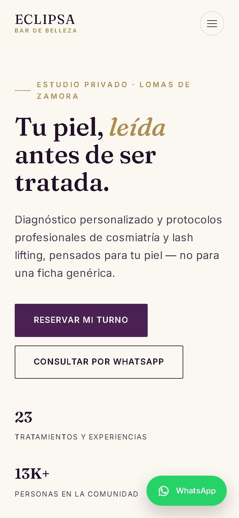 Sitio de Eclipsa en un celular