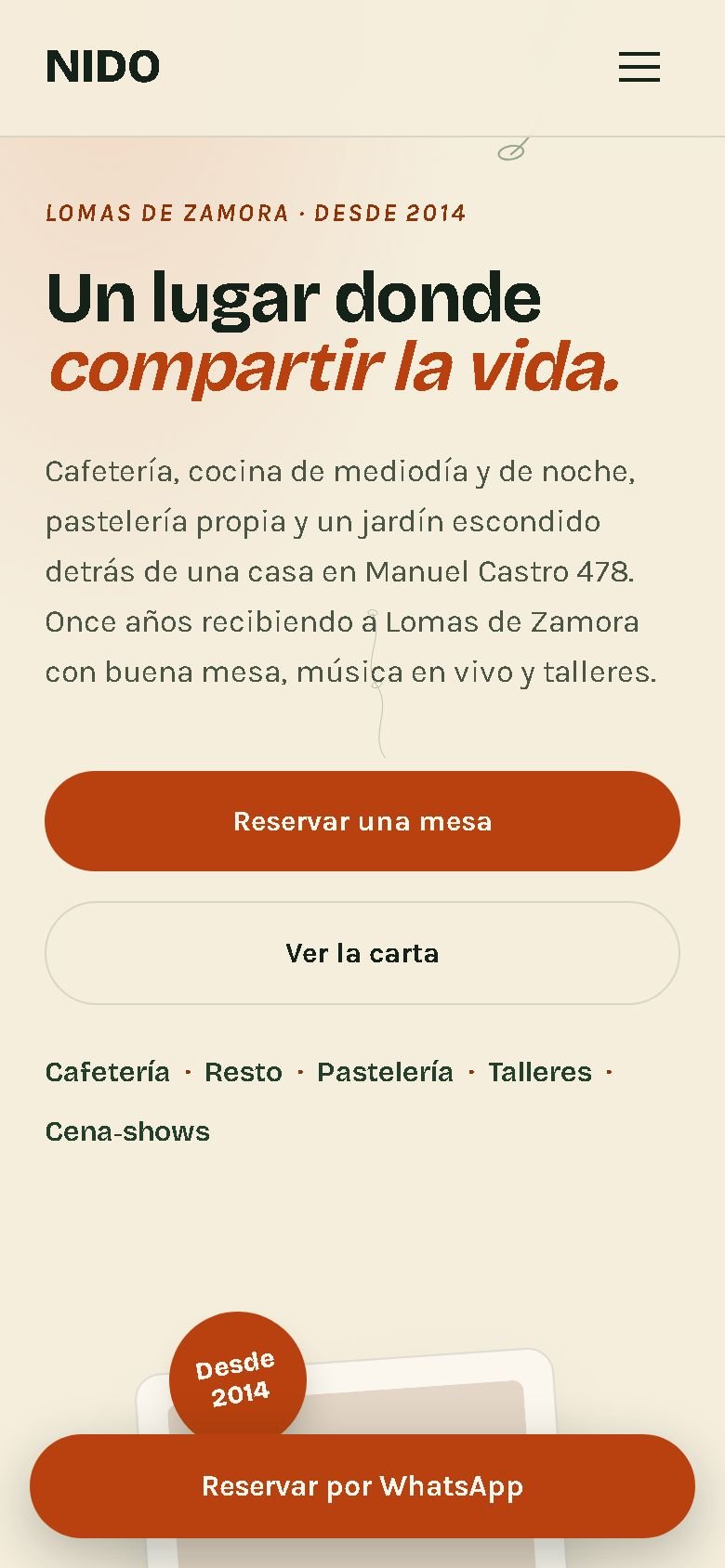 Sitio de El Nido en un celular